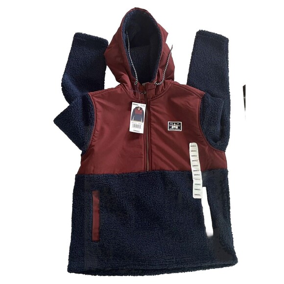 Hurley Men's Long Sleeve Half Zip Sherpa Anorak Hoodie Pullover Jacket Small - Picture 1 of 6